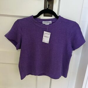 Cotton Emporium Purple Ribbed Women's Top